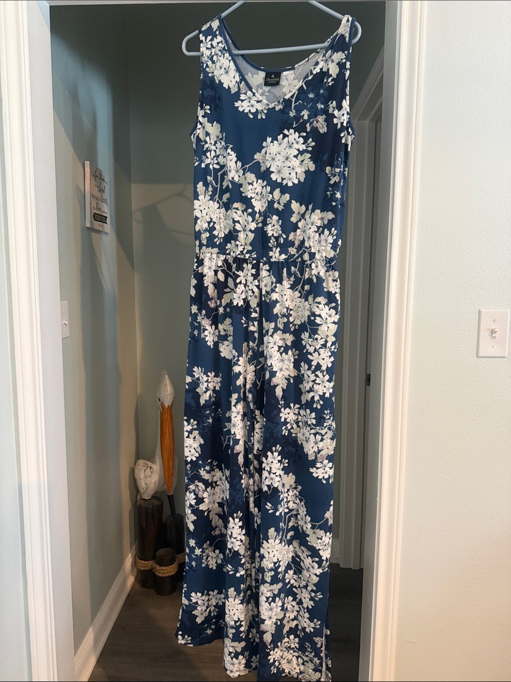 Bumble Bella by Jill Martin Navy Blue Floral Maxi Wide Leg Jumper Small Tall